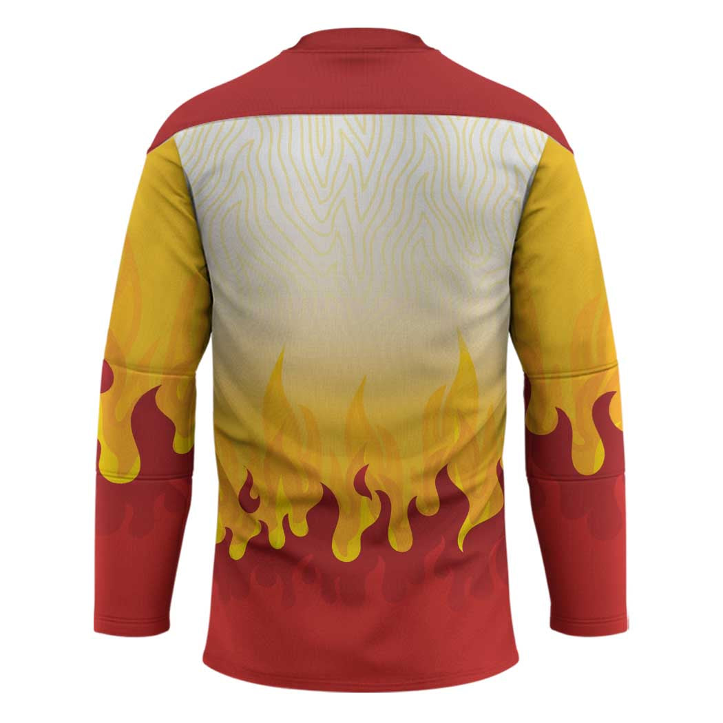 Japanese Kaen Pattern Hockey Jersey Flame Pillar Blazing Lion Heart - Polynesian Pride