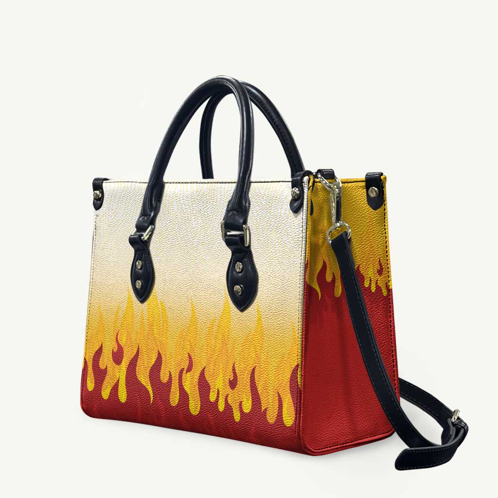 Japanese Kaen Pattern Leather Bag Flame Pillar Blazing Lion Heart LT9 Red - Polynesian Pride