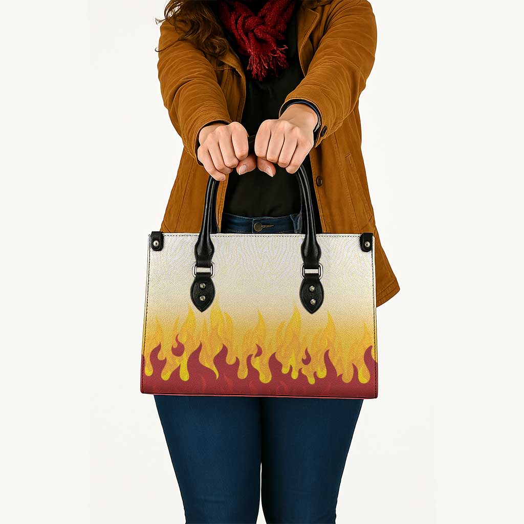 Japanese Kaen Pattern Leather Bag Flame Pillar Blazing Lion Heart - Polynesian Pride