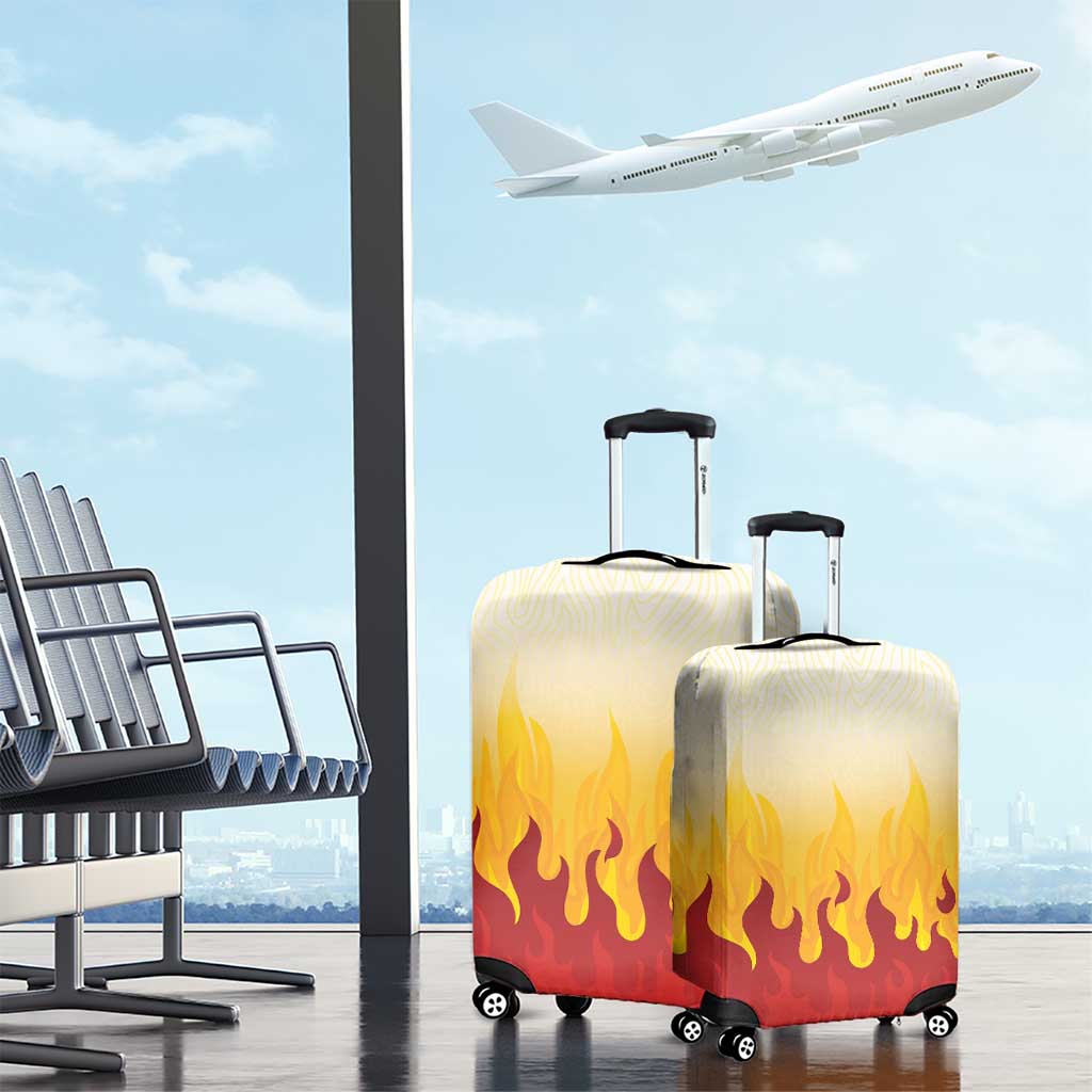 Japanese Kaen Pattern Luggage Cover Flame Pillar Blazing Lion Heart - Polynesian Pride