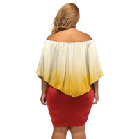 Japanese Kaen Pattern Off Shoulder Short Dress Flame Pillar Blazing Lion Heart LT9 - Polynesian Pride