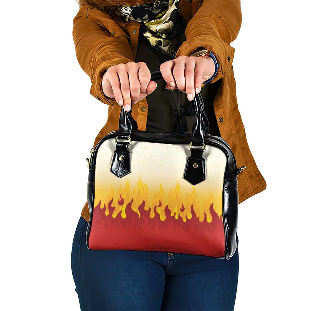 Japanese Kaen Pattern Shoulder Handbag Flame Pillar Blazing Lion Heart - Polynesian Pride