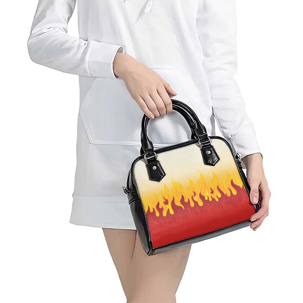 Japanese Kaen Pattern Shoulder Handbag Flame Pillar Blazing Lion Heart - Polynesian Pride