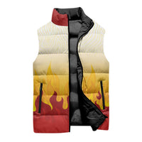 Japanese Kaen Pattern Sleeveless Puffer Jacket Flame Pillar Blazing Lion Heart - Polynesian Pride