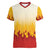 Japanese Kaen Pattern Women V-Neck T-Shirt Flame Pillar Blazing Lion Heart - Polynesian Pride