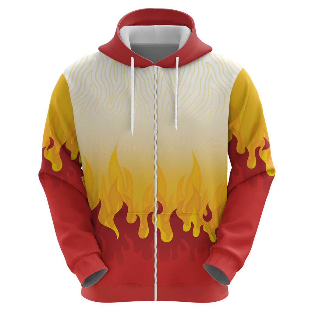 Japanese Kaen Pattern Zip Hoodie Flame Pillar Blazing Lion Heart LT9 - Polynesian Pride