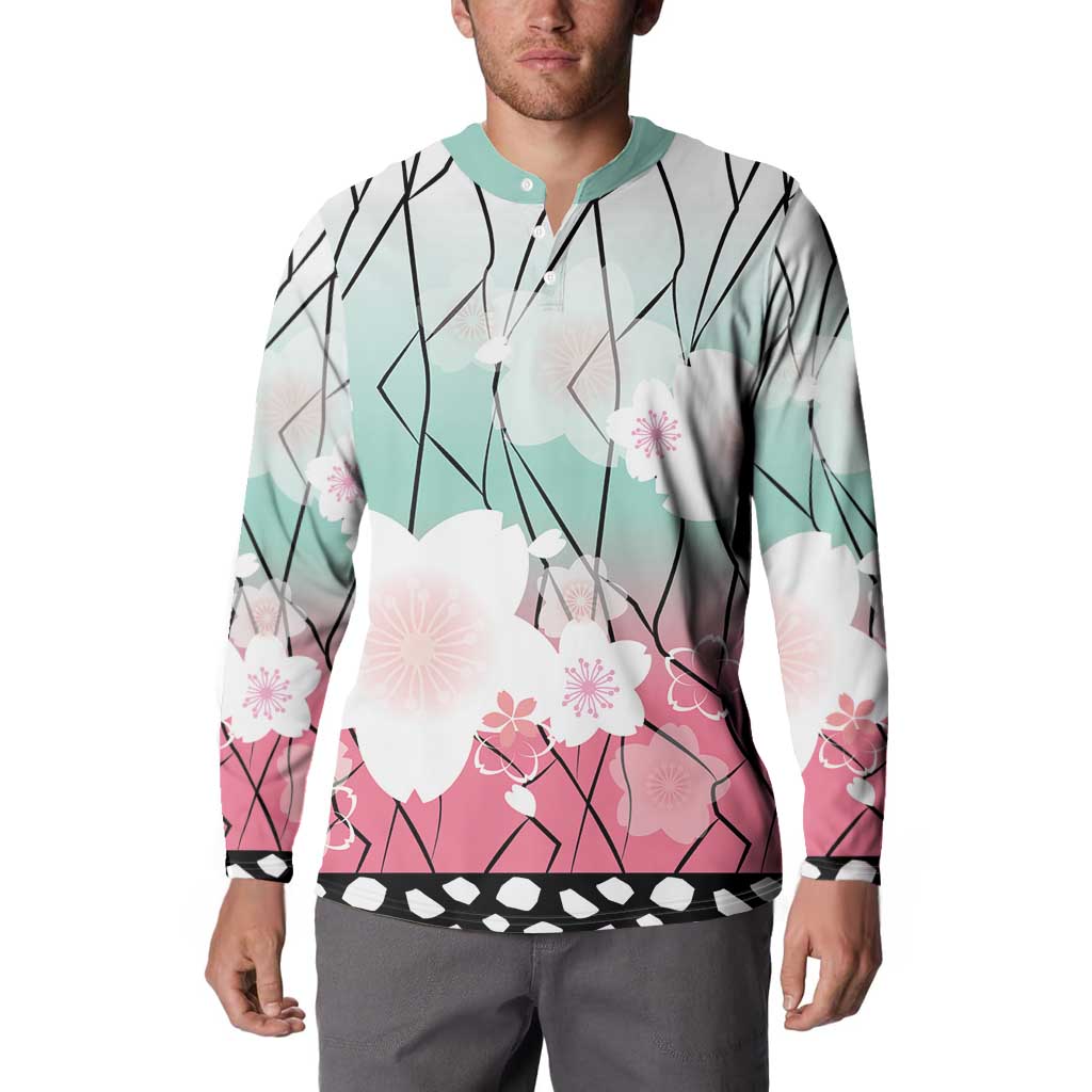 Japanese Kocho Pattern Button Sweatshirt Insect Pillar Butterfly Flower Fairy - Polynesian Pride