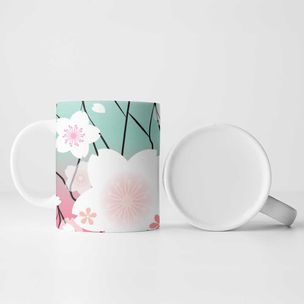 Japanese Kocho Pattern Ceramic Mug Insect Pillar Butterfly Flower Fairy - Polynesian Pride