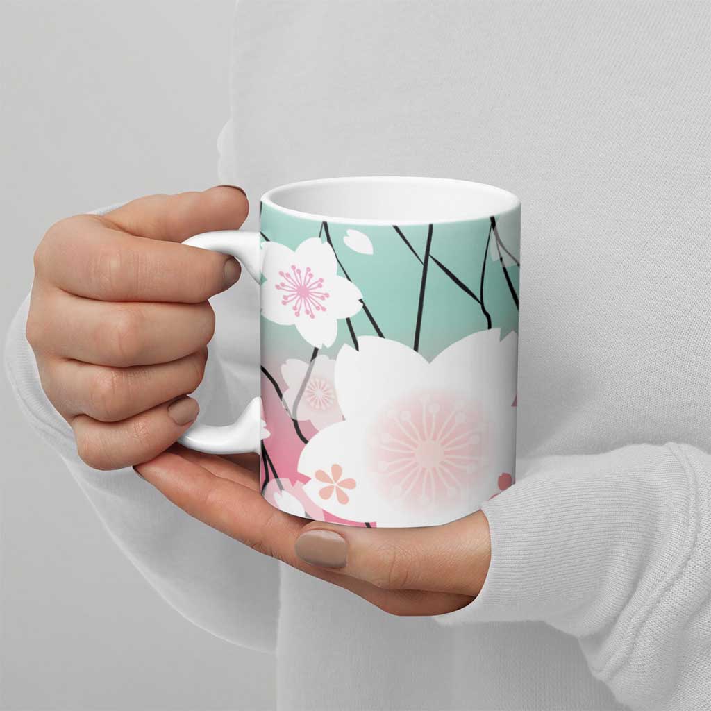 Japanese Kocho Pattern Ceramic Mug Insect Pillar Butterfly Flower Fairy - Polynesian Pride