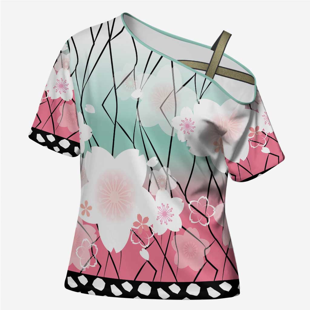 Japanese Kocho Pattern Cross Shoulder Shirt Insect Pillar Butterfly Flower Fairy - Polynesian Pride