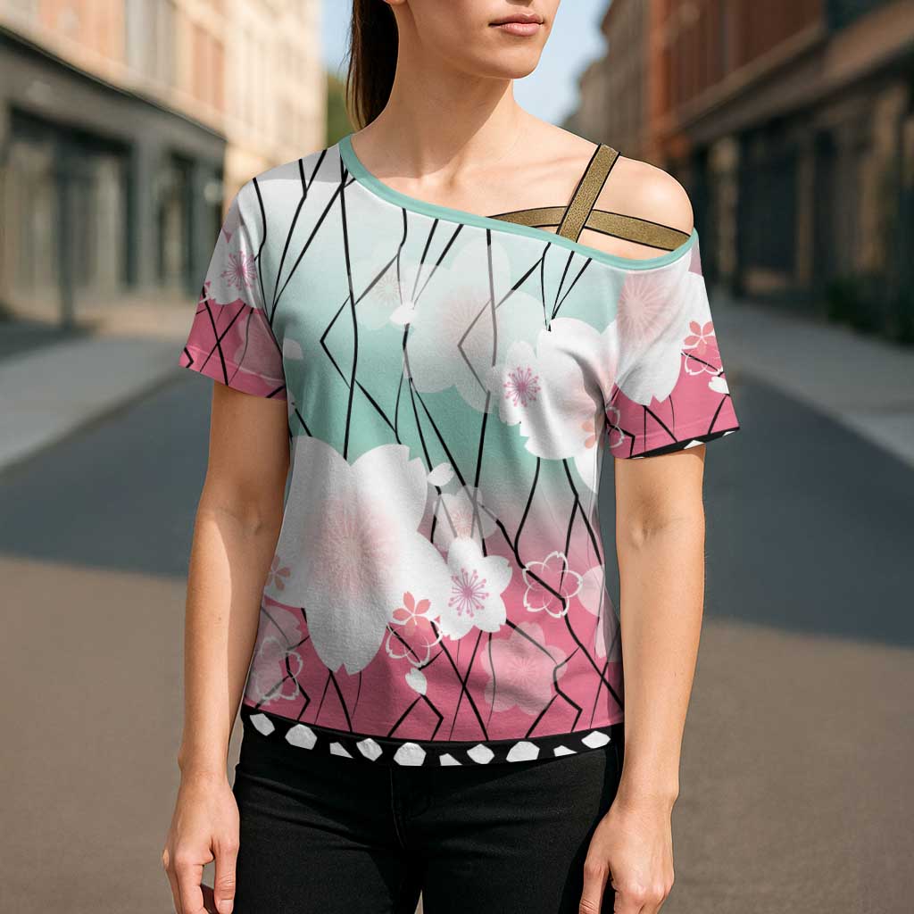 Japanese Kocho Pattern Cross Shoulder Shirt Insect Pillar Butterfly Flower Fairy - Polynesian Pride