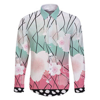 Japanese Kocho Pattern Family Matching Mermaid Dress and Hawaiian Shirt Insect Pillar Butterfly Flower Fairy LT9 Dad's Shirt - Long Sleeve Pink - Polynesian Pride