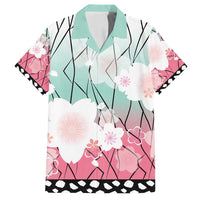 Japanese Kocho Pattern Family Matching Off Shoulder Maxi Dress and Hawaiian Shirt Insect Pillar Butterfly Flower Fairy LT9 Dad's Shirt - Short Sleeve Pink - Polynesian Pride