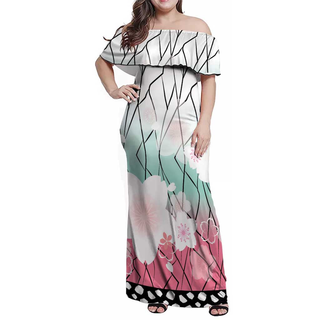 Japanese Kocho Pattern Family Matching Off Shoulder Maxi Dress and Hawaiian Shirt Insect Pillar Butterfly Flower Fairy LT9 Mom's Dress Pink - Polynesian Pride