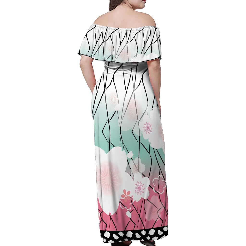 Japanese Kocho Pattern Family Matching Off Shoulder Maxi Dress and Hawaiian Shirt Insect Pillar Butterfly Flower Fairy LT9 - Polynesian Pride