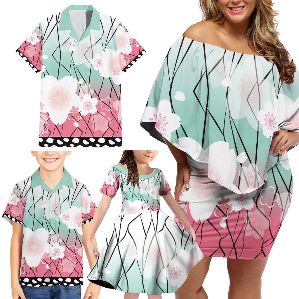 Japanese Kocho Pattern Family Matching Off Shoulder Short Dress and Hawaiian Shirt Insect Pillar Butterfly Flower Fairy LT9 - Polynesian Pride
