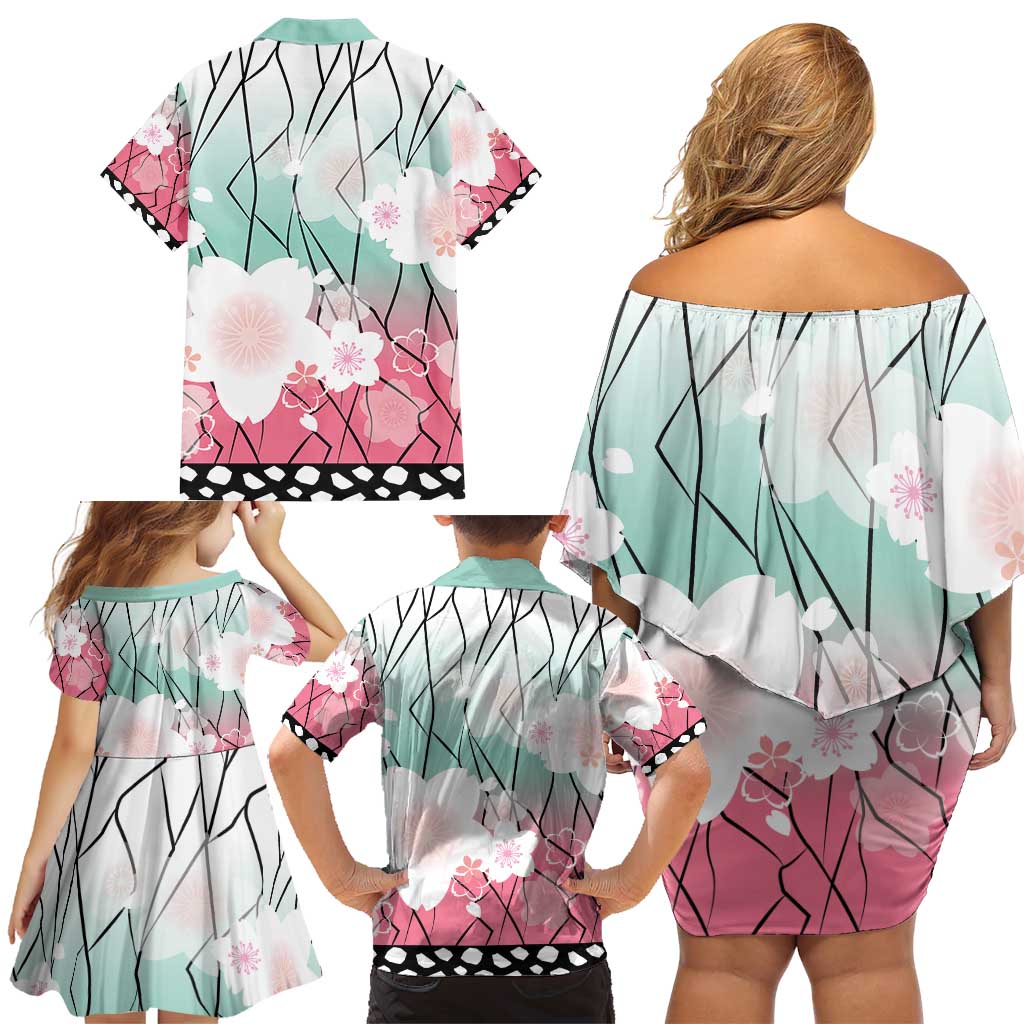 Japanese Kocho Pattern Family Matching Off Shoulder Short Dress and Hawaiian Shirt Insect Pillar Butterfly Flower Fairy LT9 - Polynesian Pride