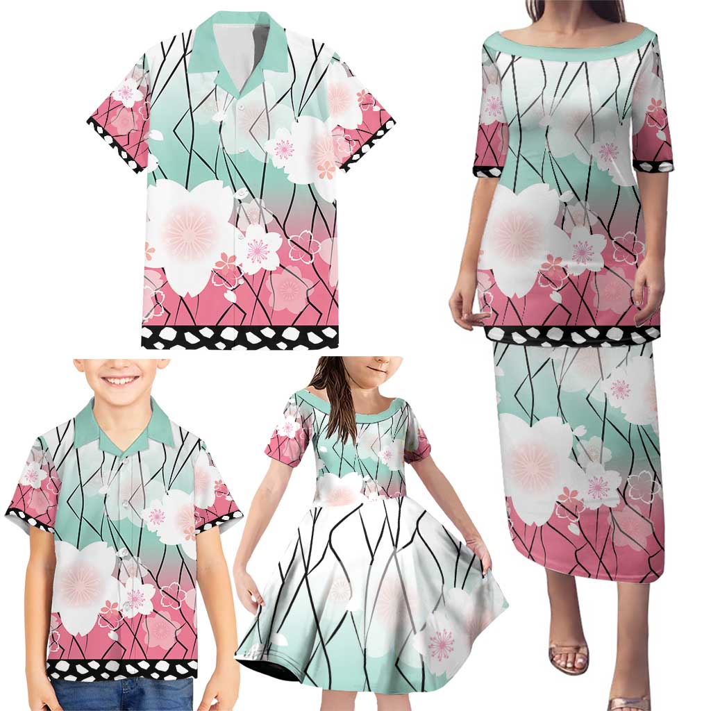 Japanese Kocho Pattern Family Matching Puletasi and Hawaiian Shirt Insect Pillar Butterfly Flower Fairy LT9 - Polynesian Pride