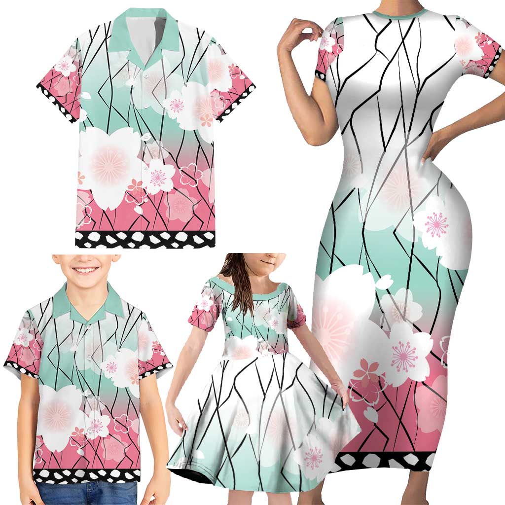 Japanese Kocho Pattern Family Matching Short Sleeve Bodycon Dress and Hawaiian Shirt Insect Pillar Butterfly Flower Fairy LT9 - Polynesian Pride