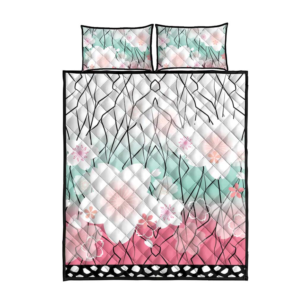 Japanese Kocho Pattern Quilt Bed Set Insect Pillar Butterfly Flower Fairy - Polynesian Pride