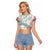 Japanese Kocho Pattern Raglan Cropped T Shirt Insect Pillar Butterfly Flower Fairy - Polynesian Pride
