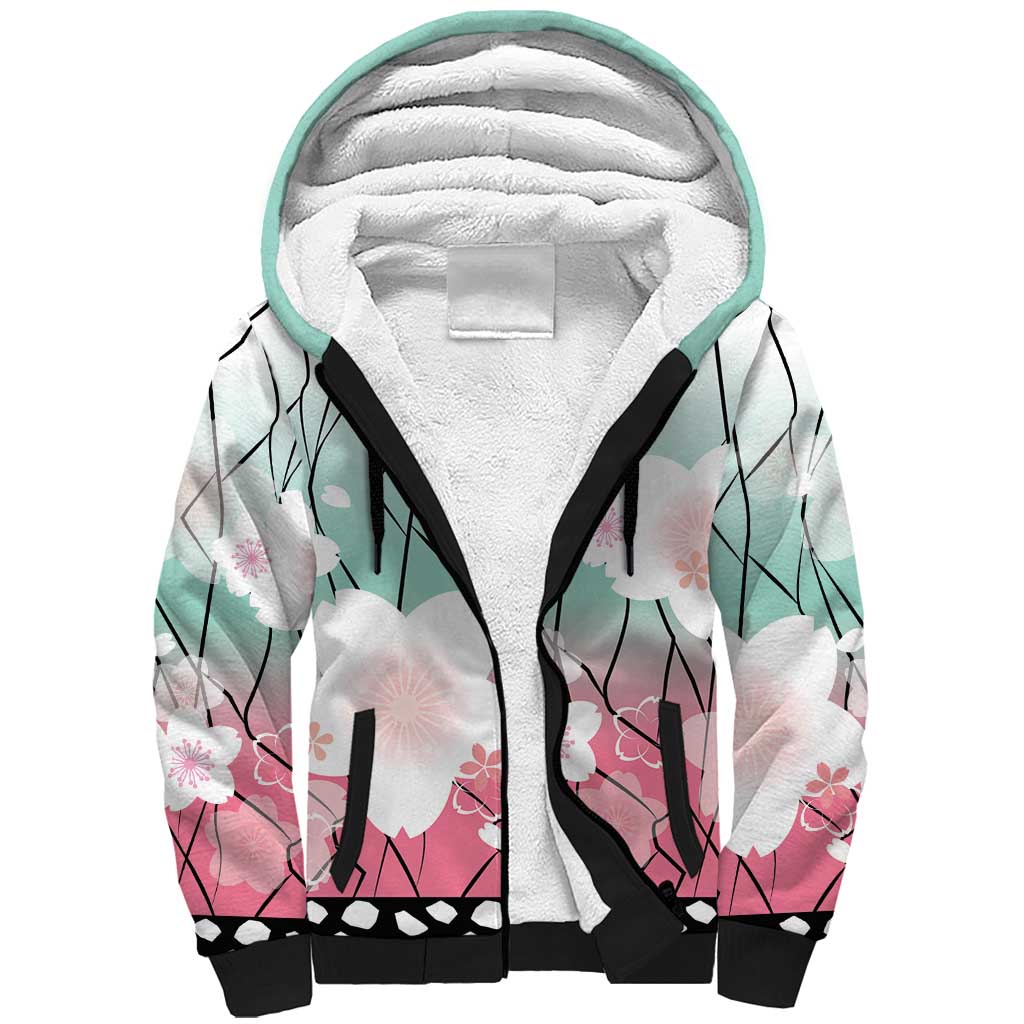 Japanese Kocho Pattern Sherpa Hoodie Insect Pillar Butterfly Flower Fairy - Polynesian Pride