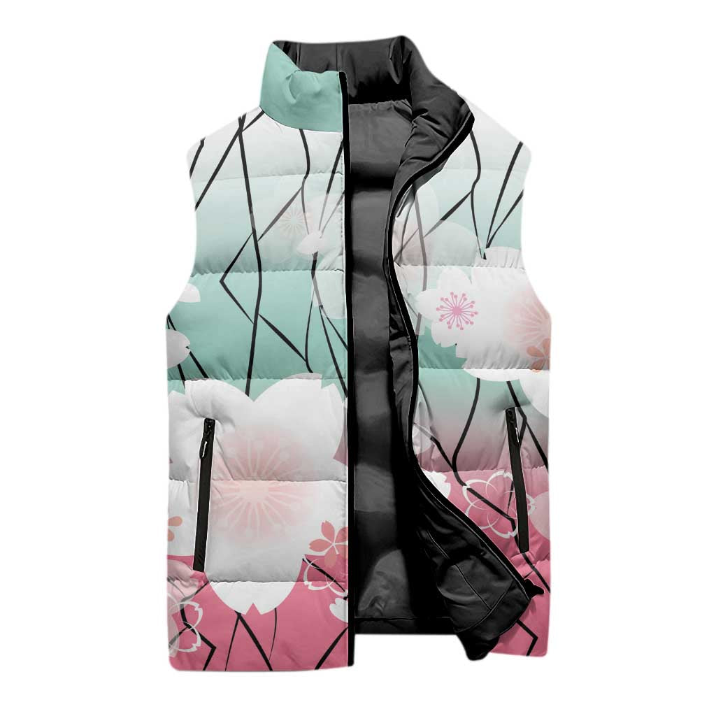 Japanese Kocho Pattern Sleeveless Puffer Jacket Insect Pillar Butterfly Flower Fairy - Polynesian Pride