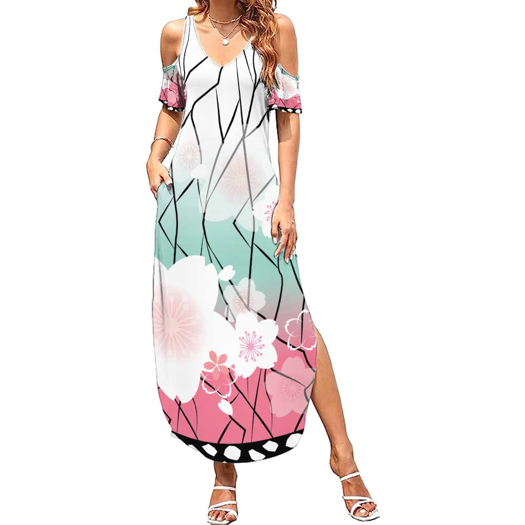 Japanese Kocho Pattern Summer Maxi Dress Insect Pillar Butterfly Flower Fairy LT9 Women Pink - Polynesian Pride