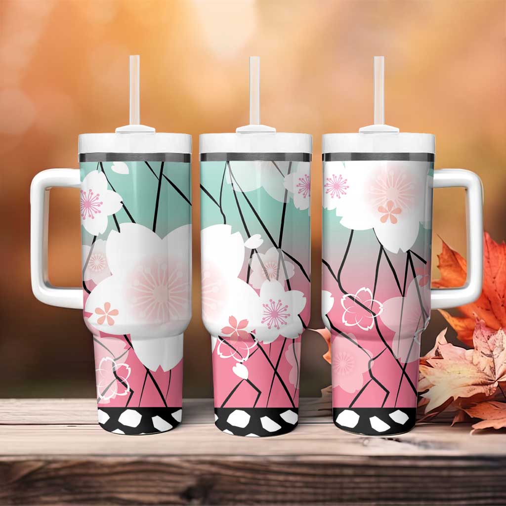Japanese Kocho Pattern Tumbler With Handle Insect Pillar Butterfly Flower Fairy - Polynesian Pride