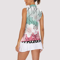 Japanese Kocho Pattern Women Sleeveless Polo Shirt Insect Pillar Butterfly Flower Fairy - Polynesian Pride