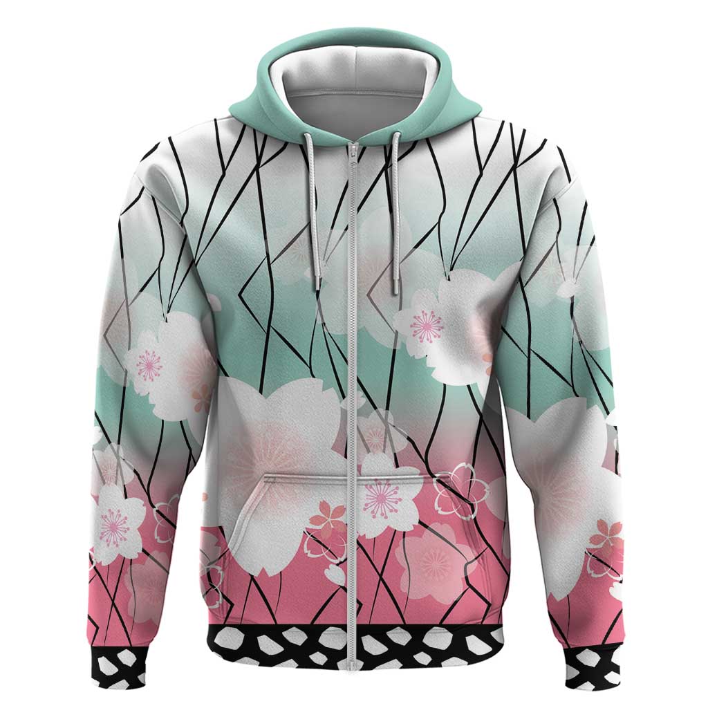 Japanese Kocho Pattern Zip Hoodie Insect Pillar Butterfly Flower Fairy LT9 Zip Hoodie Pink - Polynesian Pride