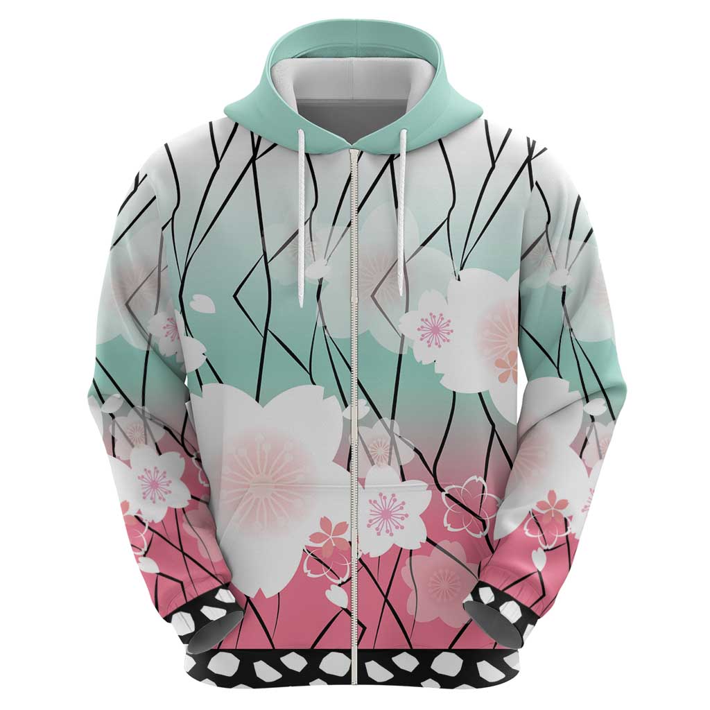 Japanese Kocho Pattern Zip Hoodie Insect Pillar Butterfly Flower Fairy LT9 - Polynesian Pride