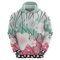 Japanese Kocho Pattern Zip Hoodie Insect Pillar Butterfly Flower Fairy LT9 - Polynesian Pride