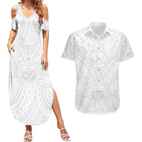 Samoa Lotu Tamaiti Couples Matching Summer Maxi Dress and Hawaiian Shirt Polynesian White Sunday Simple LT9 White - Polynesian Pride