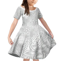 Samoa Lotu Tamait Family Matching Mermaid Dress and Hawaiian Shirt Tropical Plant White Sunday With Polynesia Pattern LT9 Daughter's Dress White - Polynesian Pride