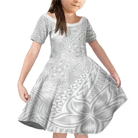 Samoa Lotu Tamait Family Matching Mermaid Dress and Hawaiian Shirt Tropical Plant White Sunday With Polynesia Pattern LT9 Daughter's Dress White - Polynesian Pride
