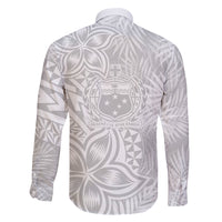 Samoa Lotu Tamait Family Matching Off Shoulder Long Sleeve Dress and Hawaiian Shirt Tropical Plant White Sunday With Polynesia Pattern LT9 - Polynesian Pride