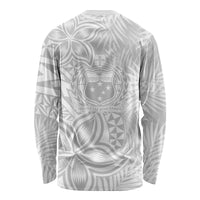 Samoa Lotu Tamait Long Sleeve Shirt Tropical Plant White Sunday With Polynesia Pattern LT9 - Polynesian Pride