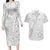 Personalised Samoa Lotu Tamait Couples Matching Long Sleeve Bodycon Dress and Hawaiian Shirt Tropical Plant White Sunday With Polynesia Pattern LT9 White - Polynesian Pride