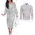 Personalised Samoa Lotu Tamait Couples Matching Off The Shoulder Long Sleeve Dress and Long Sleeve Button Shirts Tropical Plant White Sunday With Polynesia Pattern LT9 White - Polynesian Pride