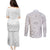 Personalised Samoa Lotu Tamait Couples Matching Puletasi Dress and Long Sleeve Button Shirts Tropical Plant White Sunday With Polynesia Pattern LT9 - Polynesian Pride