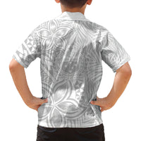 Personalised Samoa Lotu Tamait Family Matching Off Shoulder Short Dress and Hawaiian Shirt Tropical Plant White Sunday With Polynesia Pattern LT9 - Polynesian Pride