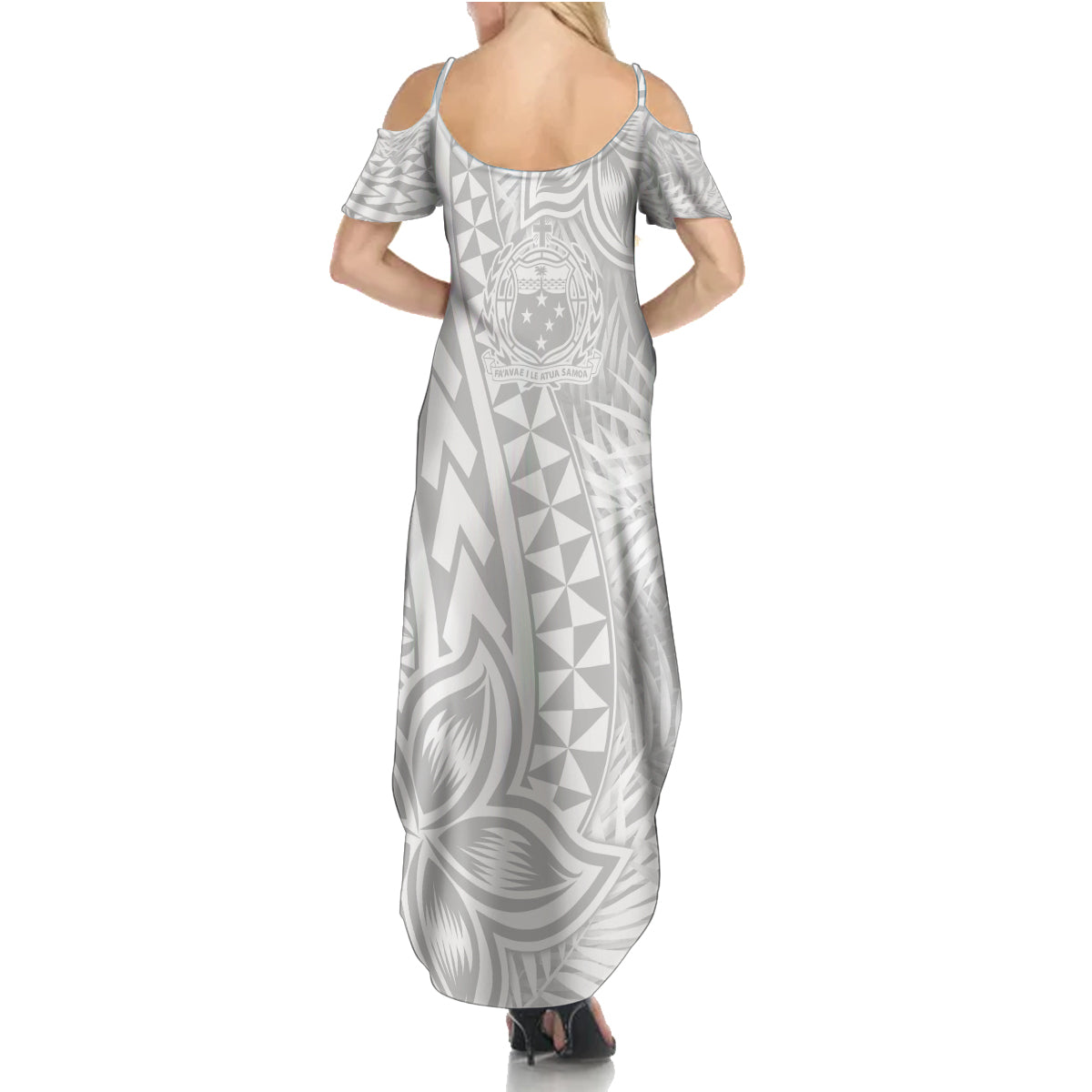 Personalised Samoa Lotu Tamait Family Matching Summer Maxi Dress and Hawaiian Shirt Tropical Plant White Sunday With Polynesia Pattern LT9 - Polynesian Pride