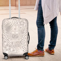 Personalised Samoa Lotu Tamait Luggage Cover Tropical Plant White Sunday With Polynesia Pattern LT9 White - Polynesian Pride