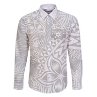 Personalised Tonga White Sunday Family Matching Summer Maxi Dress and Hawaiian Shirt Tropical Plant With Polynesian Pattern LT9 Dad's Shirt - Long Sleeve White - Polynesian Pride