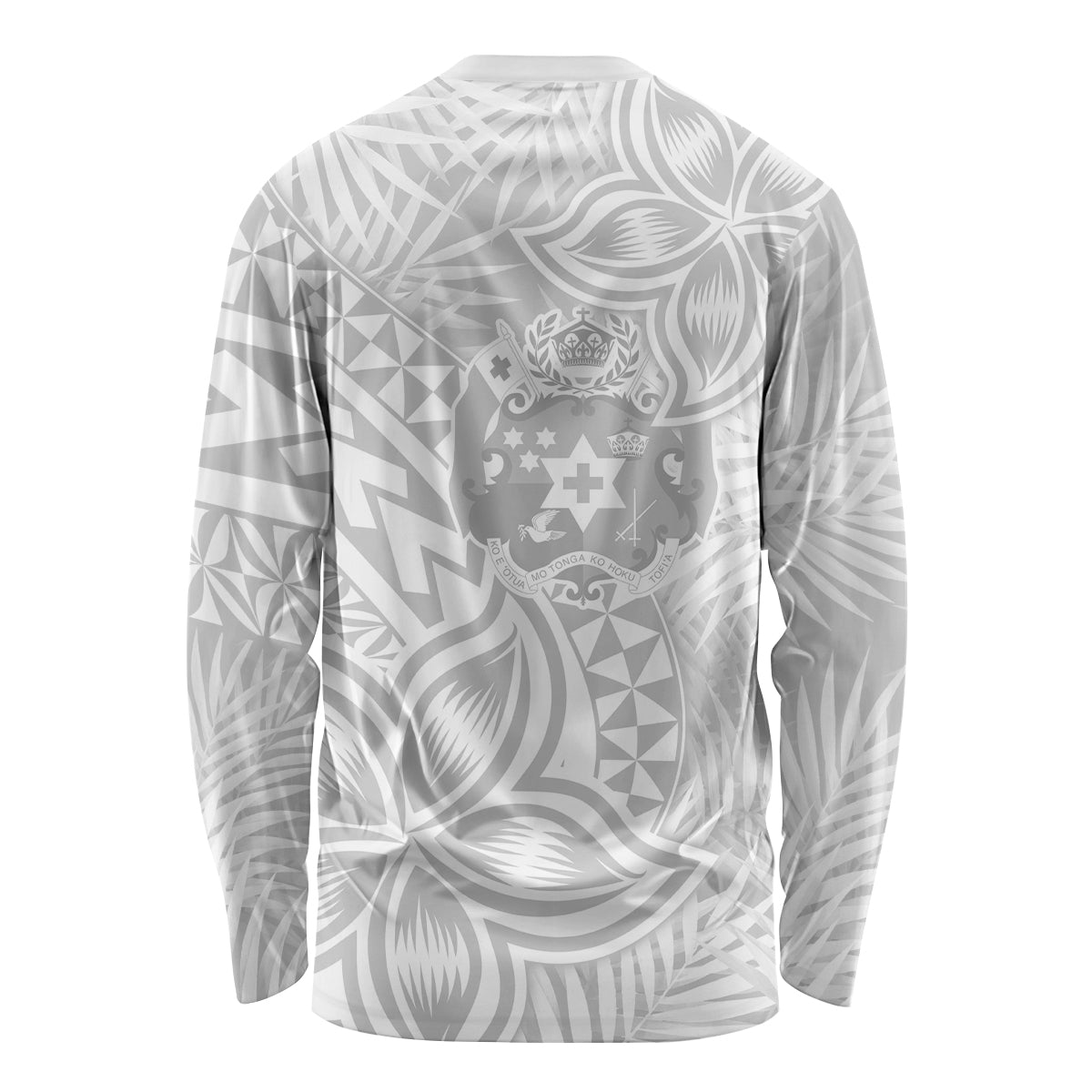 Personalised Tonga White Sunday Long Sleeve Shirt Tropical Plant With Polynesian Pattern LT9 - Polynesian Pride