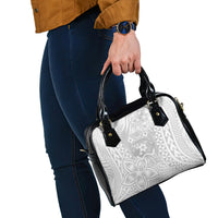 Personalised Tonga White Sunday Shoulder Handbag Tropical Plant With Polynesian Pattern LT9 - Polynesian Pride