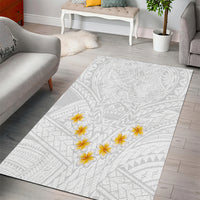 Tonga White Sunday Area Rug Polynesian Plumeria Tribal Simple LT9 - Polynesian Pride