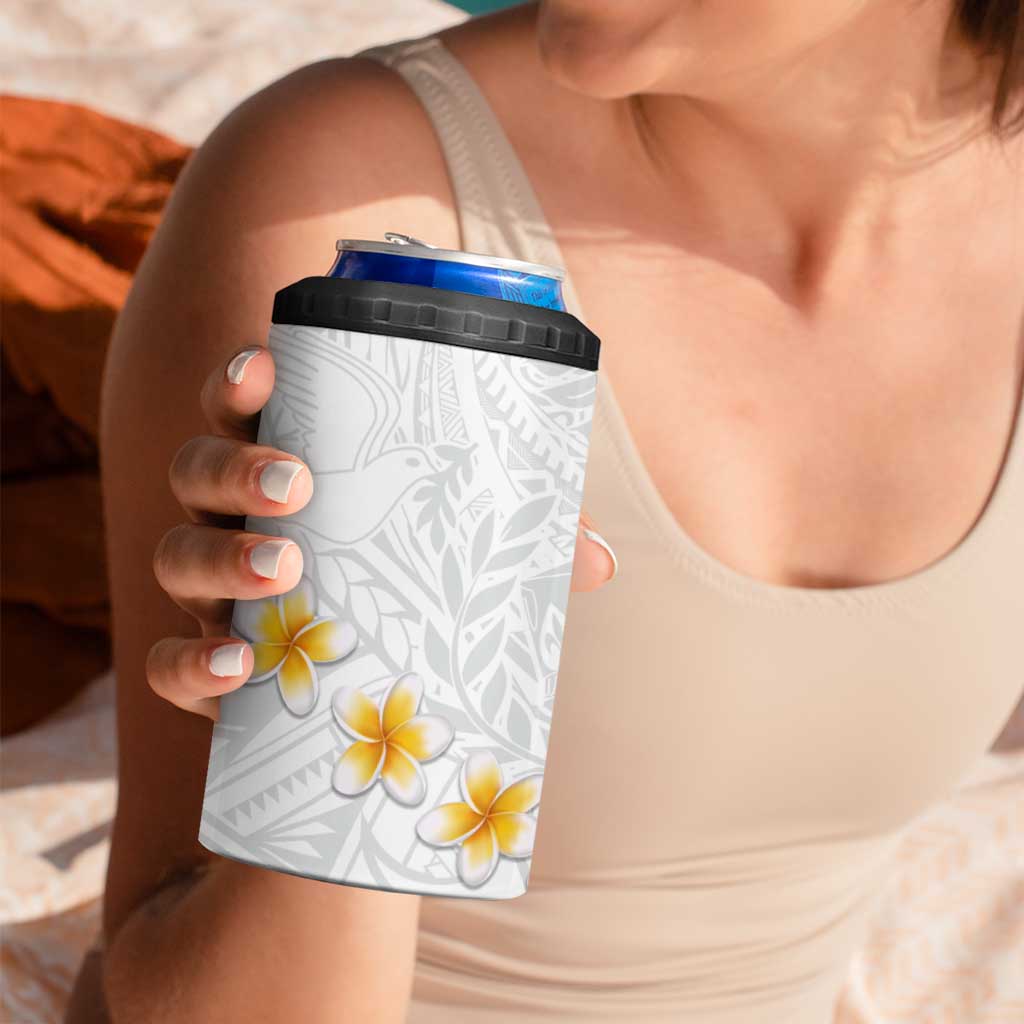 Tonga White Sunday 4 in 1 Can Cooler Tumbler Polynesian Tribal Simple