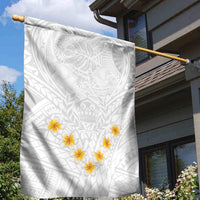 Tonga White Sunday Garden Flag Polynesian Plumeria Tribal Simple LT9 - Polynesian Pride